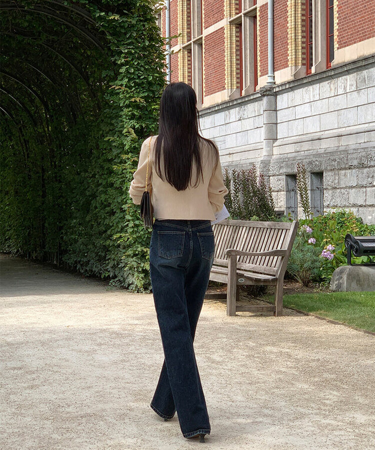 ワイドロングデニムパンツ BLUE BLACK