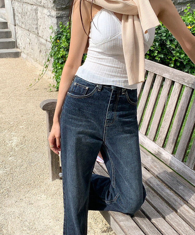 ワイドロングデニムパンツ BLUE BLACK