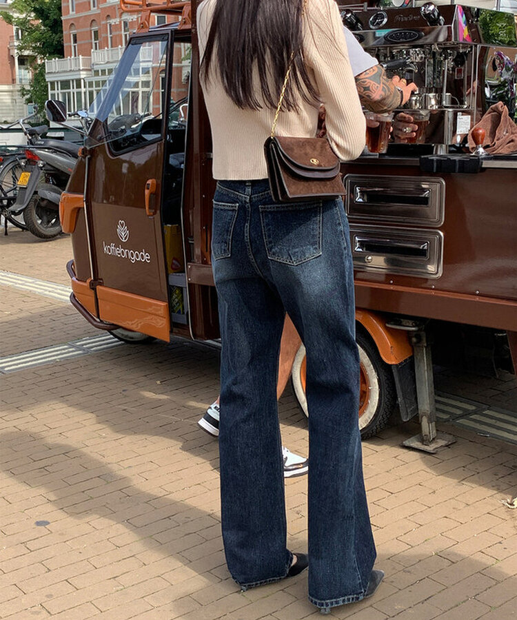 ワイドロングデニムパンツ BLUE BLACK