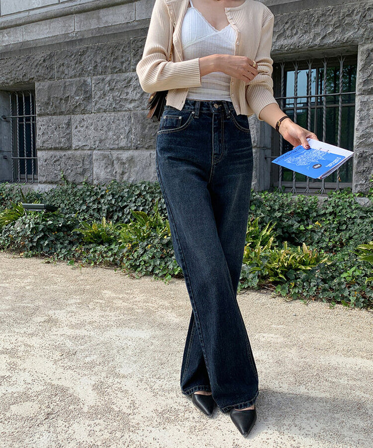 ワイドロングデニムパンツ BLUE BLACK