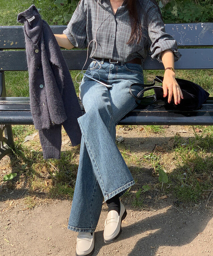 ワイドロングデニムパンツ BLUE