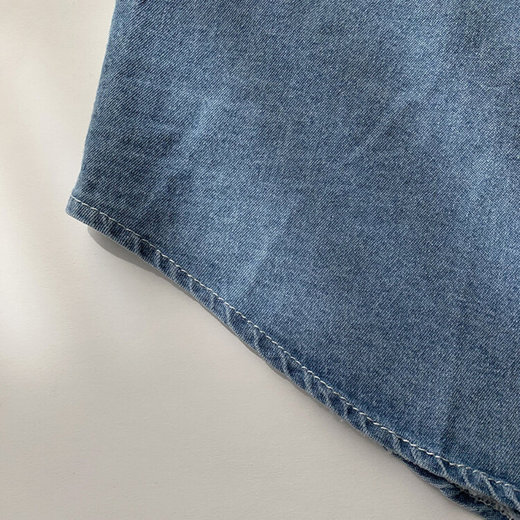 꾸안꾸 종결 오버핏 가을 카라 데님 긴팔 셔츠 루즈핏 무지 Y2K 캐주얼 롱 청남방 3color