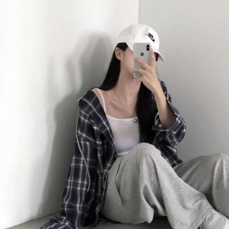 [가을신상!핏보장!]키치 캐주얼 루즈핏 체크 후드티 셔츠 2color 블랙