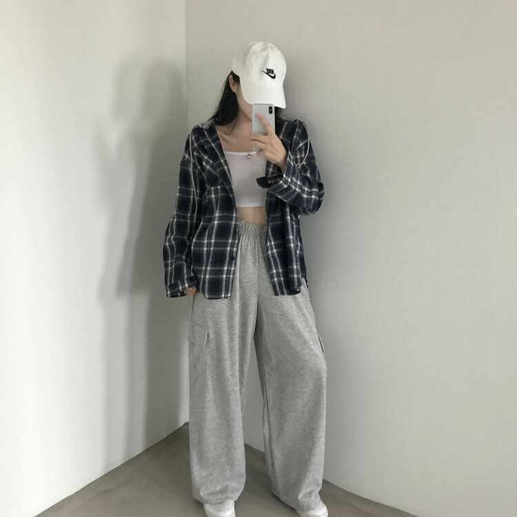 [가을신상!핏보장!]키치 캐주얼 루즈핏 체크 후드티 셔츠 2color 블랙