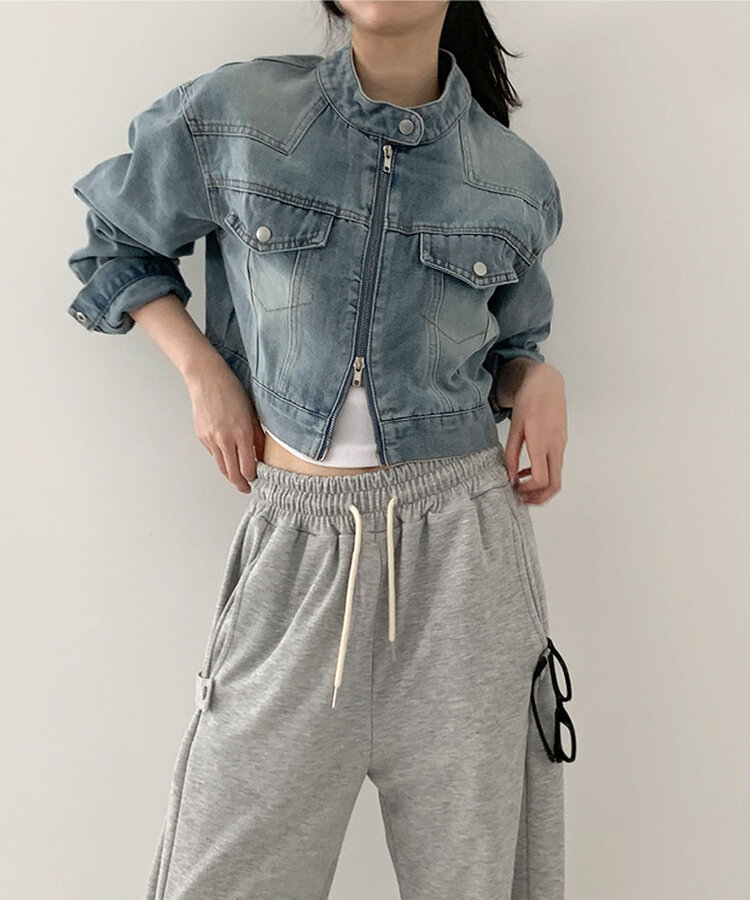 ビンテージバイカークロップデニムジャケット｜ジャケット｜韓国