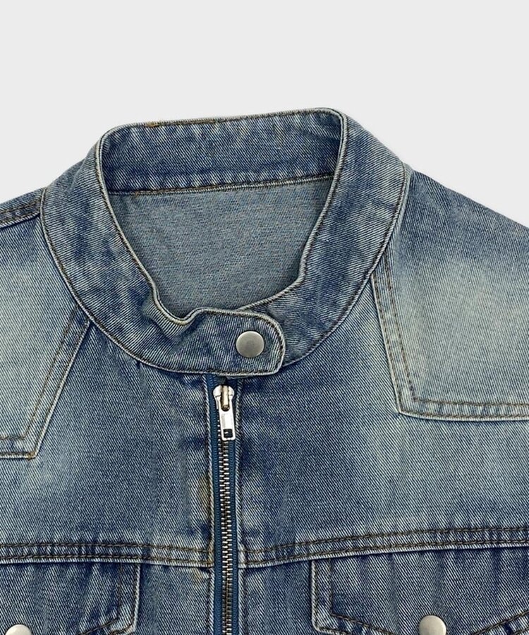 ビンテージバイカークロップデニムジャケット｜ジャケット｜韓国