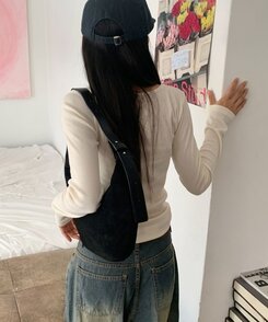 長袖Tシャツ ラウンドネックボートネックレイヤード長袖Tシャツ8色 LIGHT BEIGE