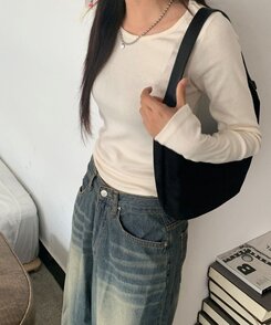 長袖Tシャツ ラウンドネックボートネックレイヤード長袖Tシャツ8色 LIGHT BEIGE