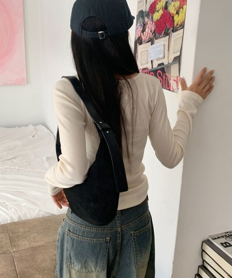 ラウンドネックボートネックレイヤード長袖Tシャツ8色 LIGHT BEIGE