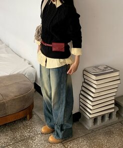 ファッション雑貨 レザーベルトウォレット DARK RED