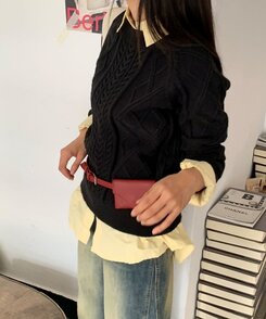ファッション雑貨 レザーベルトウォレット DARK RED