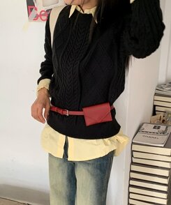 ファッション雑貨 レザーベルトウォレット DARK RED