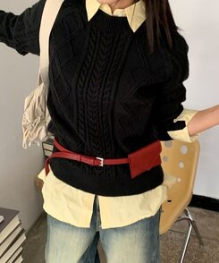 ファッション雑貨 レザーベルトウォレット DARK RED