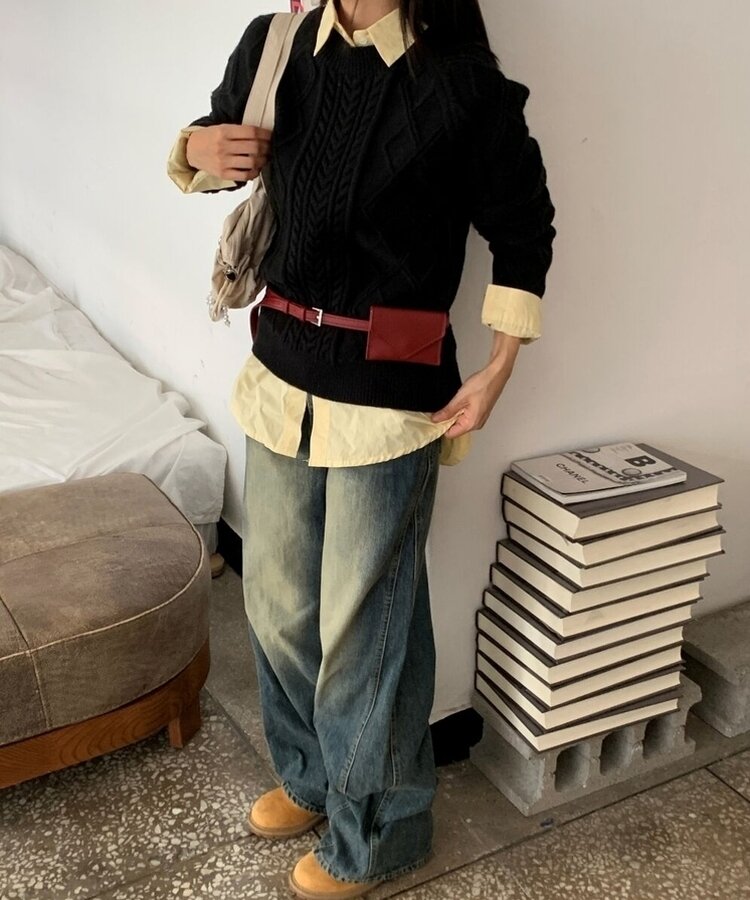 ファッション雑貨 レザーベルトウォレット DARK RED