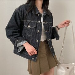 ステッチオーバーフィットデニムジャケット BLUE