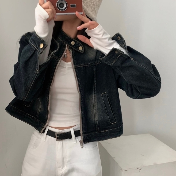 툭입어도 실패없는 워싱 크롭 데님자켓집업 2color 빈티지진청