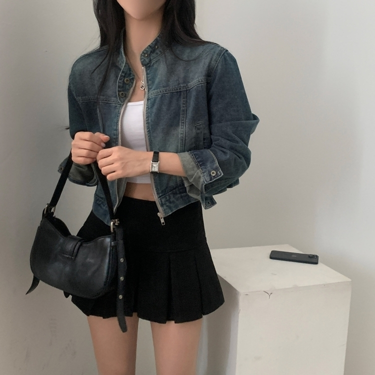 툭입어도 실패없는 워싱 크롭 데님자켓집업 2color 빈티지연청