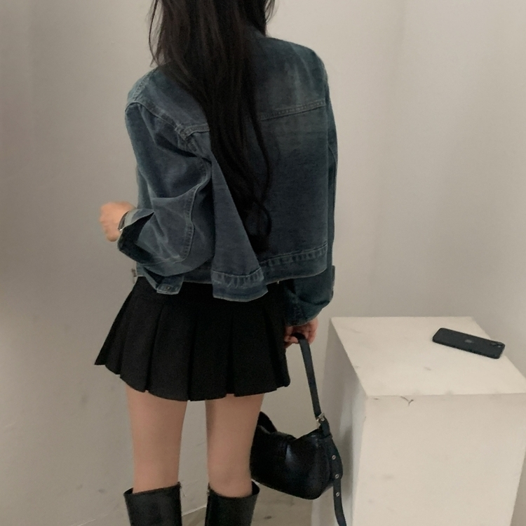 툭입어도 실패없는 워싱 크롭 데님자켓집업 2color 빈티지연청