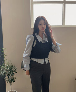 SET】ニットビスチェ＋シャツ｜シャツ｜韓国ファッション通販 SONA