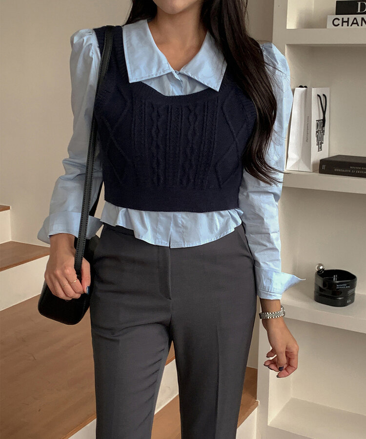 SET】ニットビスチェ＋シャツ｜シャツ｜韓国ファッション通販 SONA