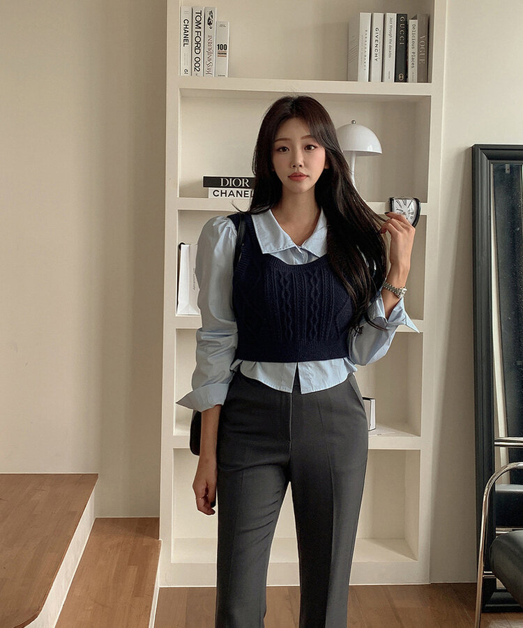 SET】ニットビスチェ＋シャツ｜シャツ｜韓国ファッション通販 SONA