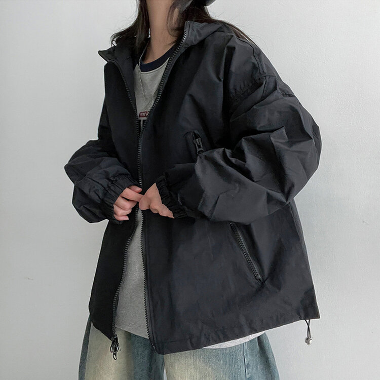 ストリングフードウィンドブレーカー5色｜ジャンパー｜韓国