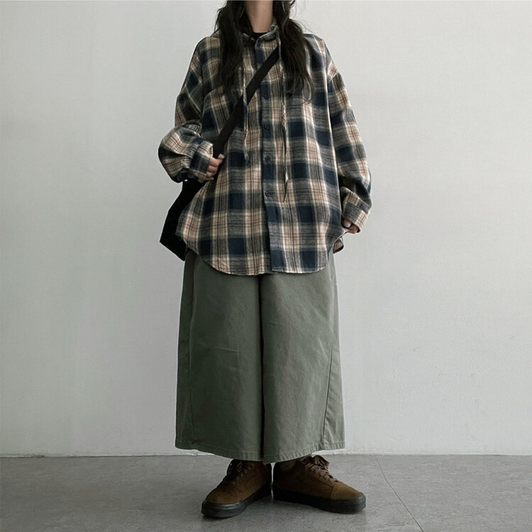 ビンテージチェックフードシャツ NAVY