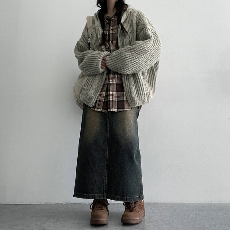 TEN C ブラウン フード付きジップアップニット　50サイズ TEN C ブラウン フード付きジップアップニット 50サイズ TEN C