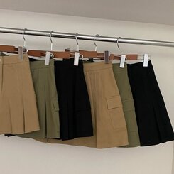 2기장 셀릭 핀턱 카고 플리츠 미니 스커트
