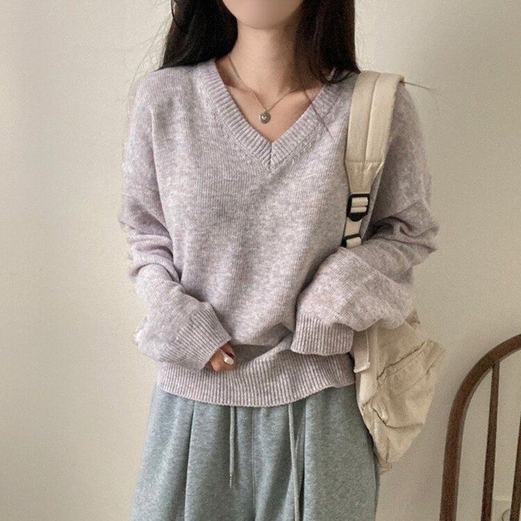 제페토 보카시 울 브이넥 루즈핏 니트 스트로베리