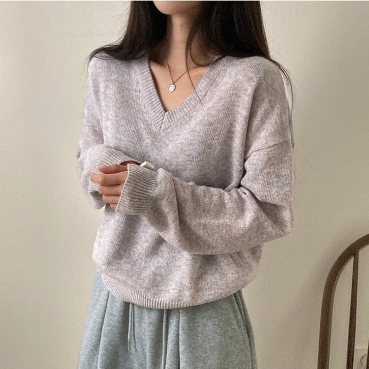 제페토 보카시 울 브이넥 루즈핏 니트 스트로베리