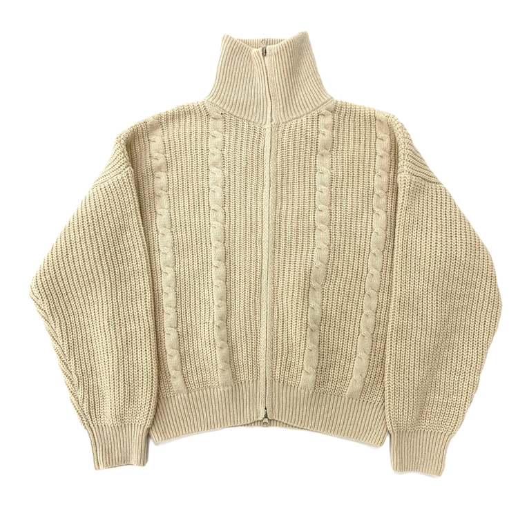 SJP12664 2WAYケーブルクロップニットジップアップ5色