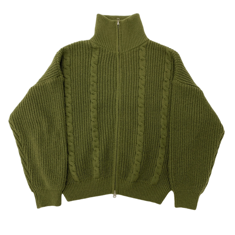 へレンチア　ジップニット SJP12664 2WAYケーブルクロップニットジップアップ5色