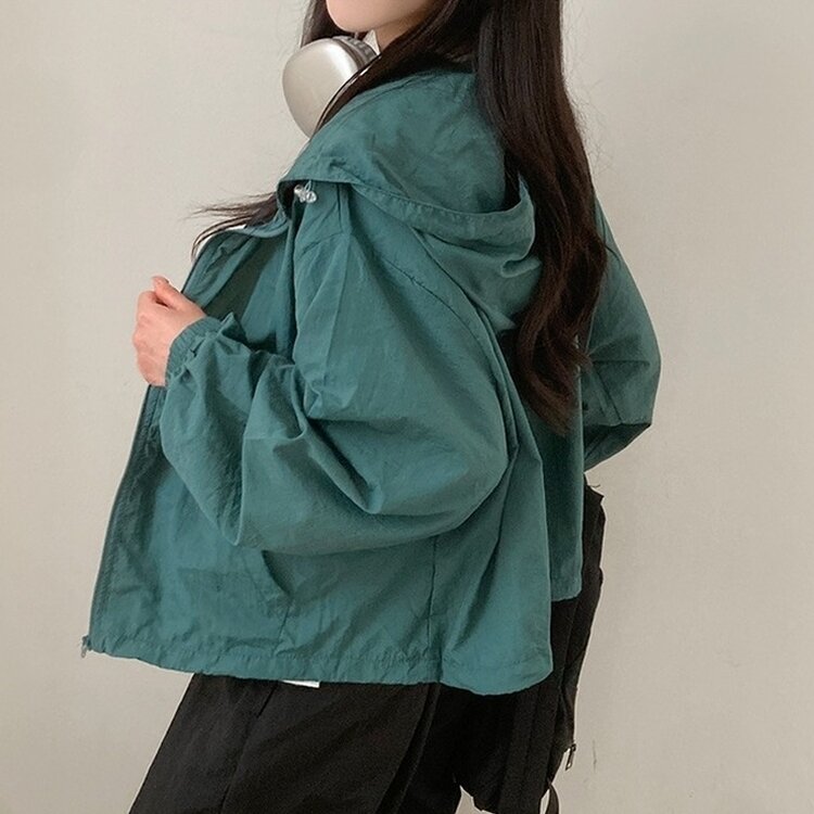 에어즈 윈드브레이커 바스락 스트링 후드 바람막이 자켓 그린