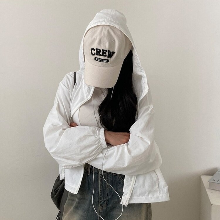 에어즈 윈드브레이커 바스락 스트링 후드 바람막이 자켓 화이트