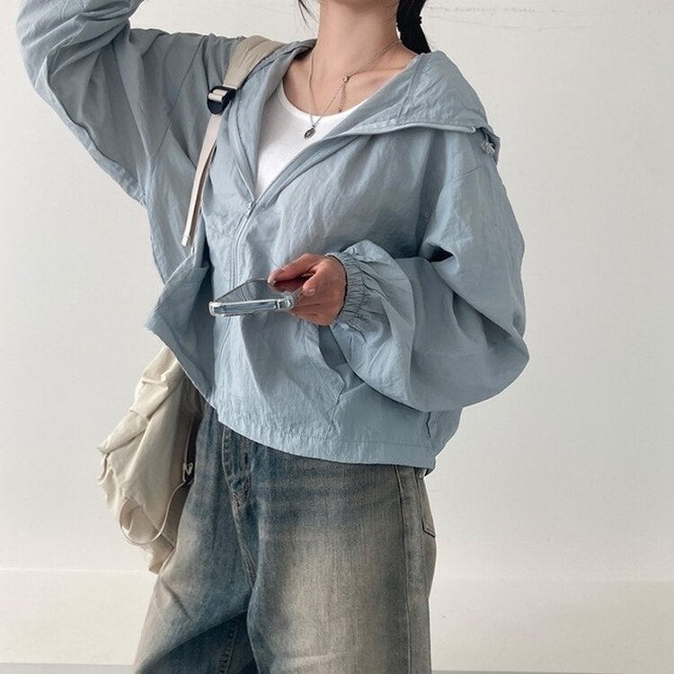 에어즈 윈드브레이커 바스락 스트링 후드 바람막이 자켓 소라