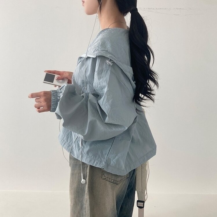 에어즈 윈드브레이커 바스락 스트링 후드 바람막이 자켓 소라