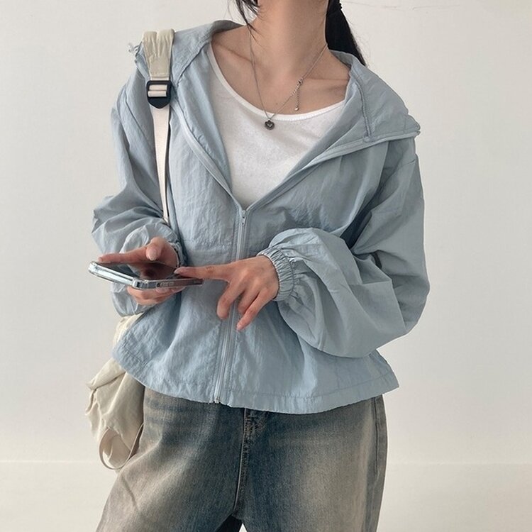 에어즈 윈드브레이커 바스락 스트링 후드 바람막이 자켓 소라