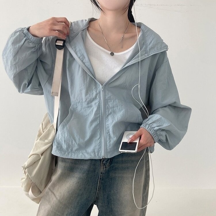 에어즈 윈드브레이커 바스락 스트링 후드 바람막이 자켓 소라