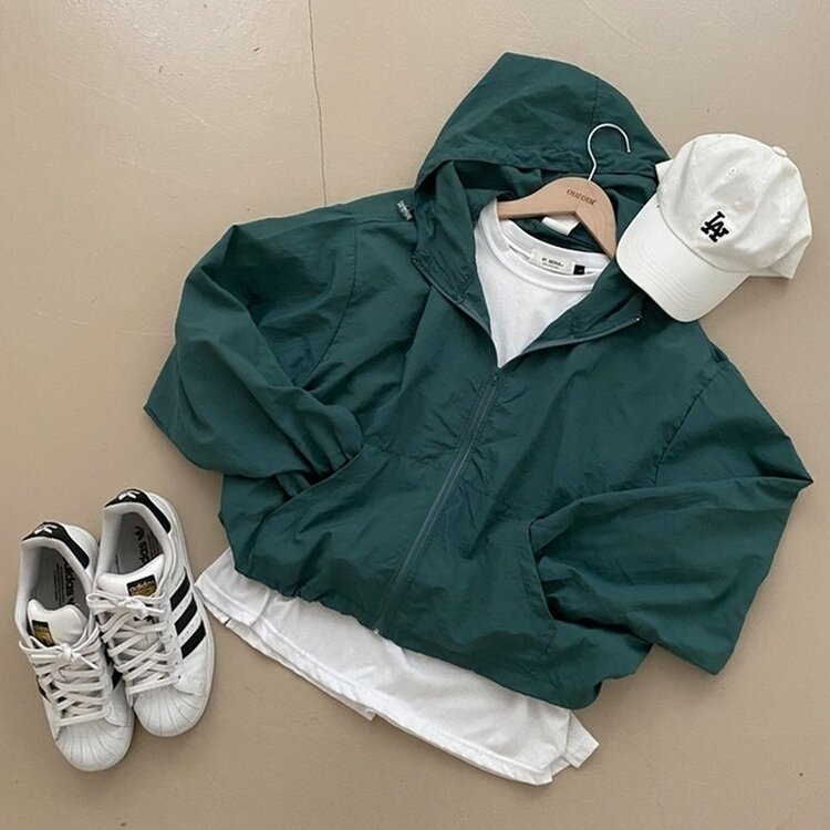 에어즈 윈드브레이커 바스락 스트링 후드 바람막이 자켓