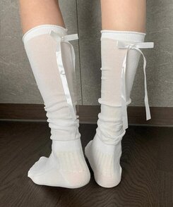 バレエコアリボンニーソックス IVORY