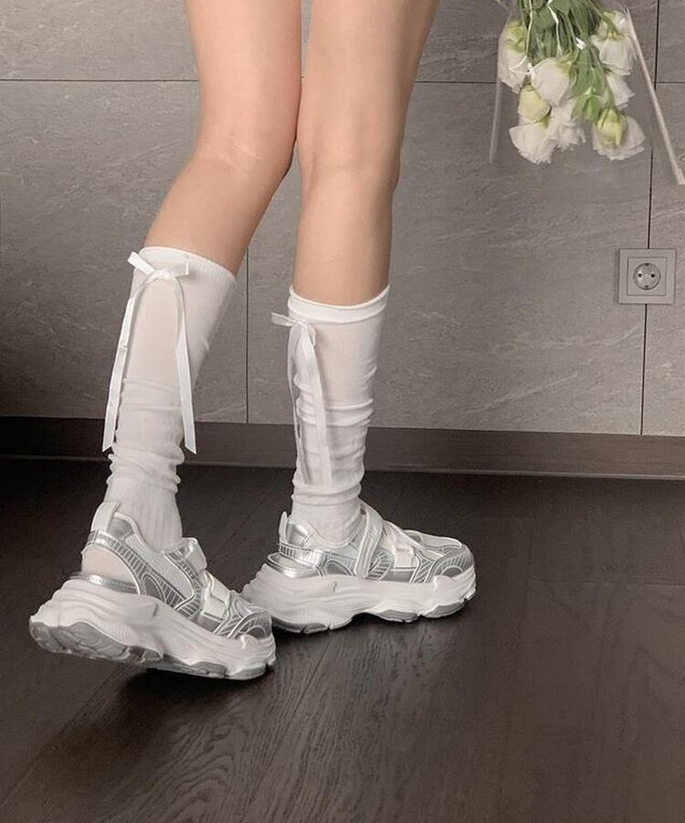 バレエコアリボンニーソックス IVORY