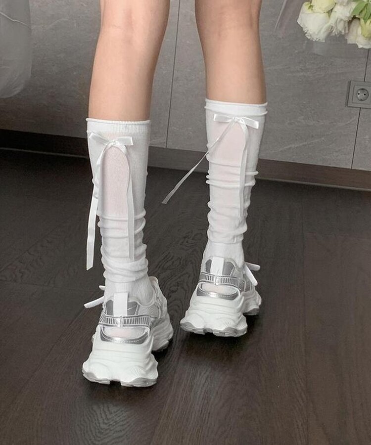 バレエコアリボンニーソックス IVORY