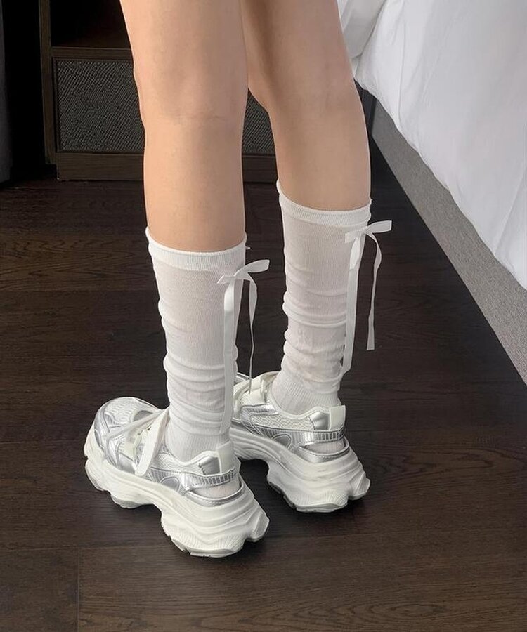 バレエコアリボンニーソックス IVORY