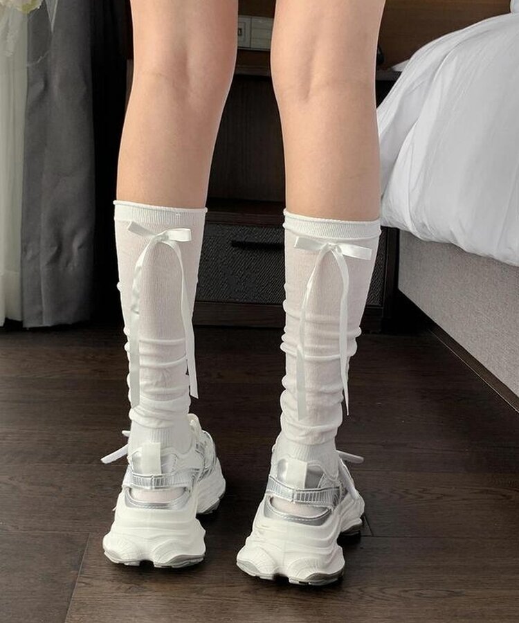 バレエコアリボンニーソックス IVORY