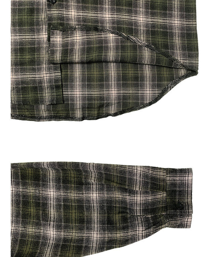 애드 오버핏 체크 후드 남방 셔츠