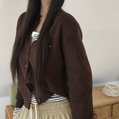 ラウンドペンダントカーディガン6色 BROWN ORIGINAL ver