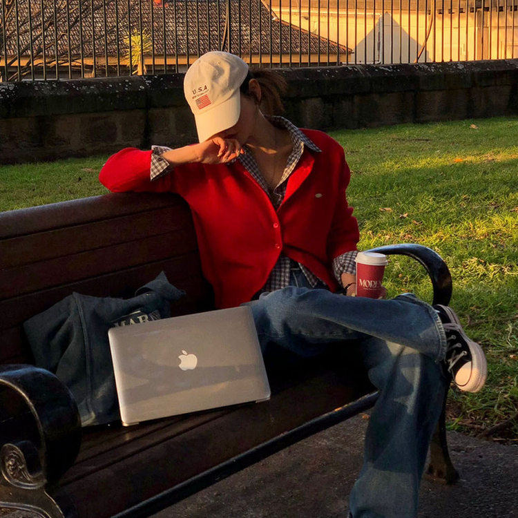 ラウンドペンダントカーディガン6色 RED ORIGINAL ver