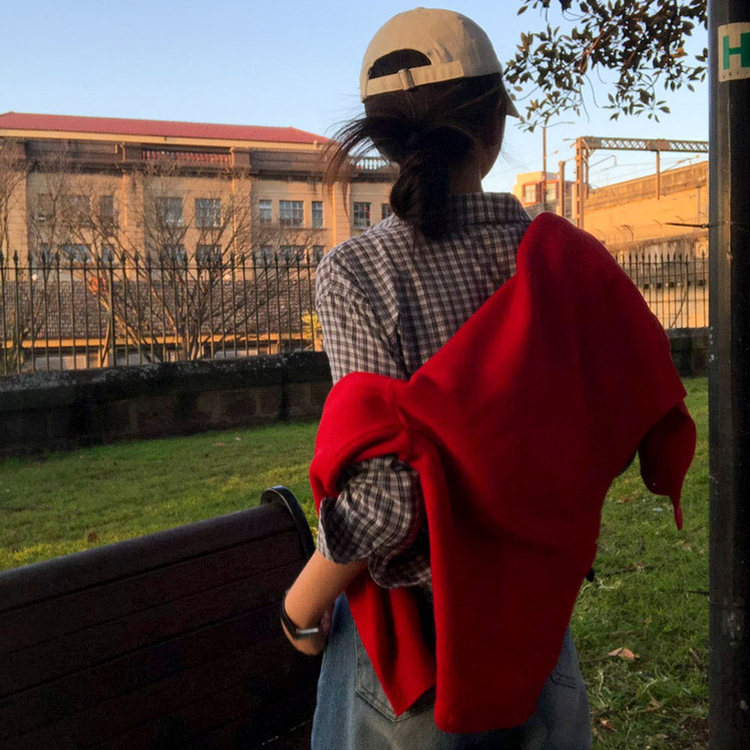 ラウンドペンダントカーディガン6色 RED ORIGINAL ver