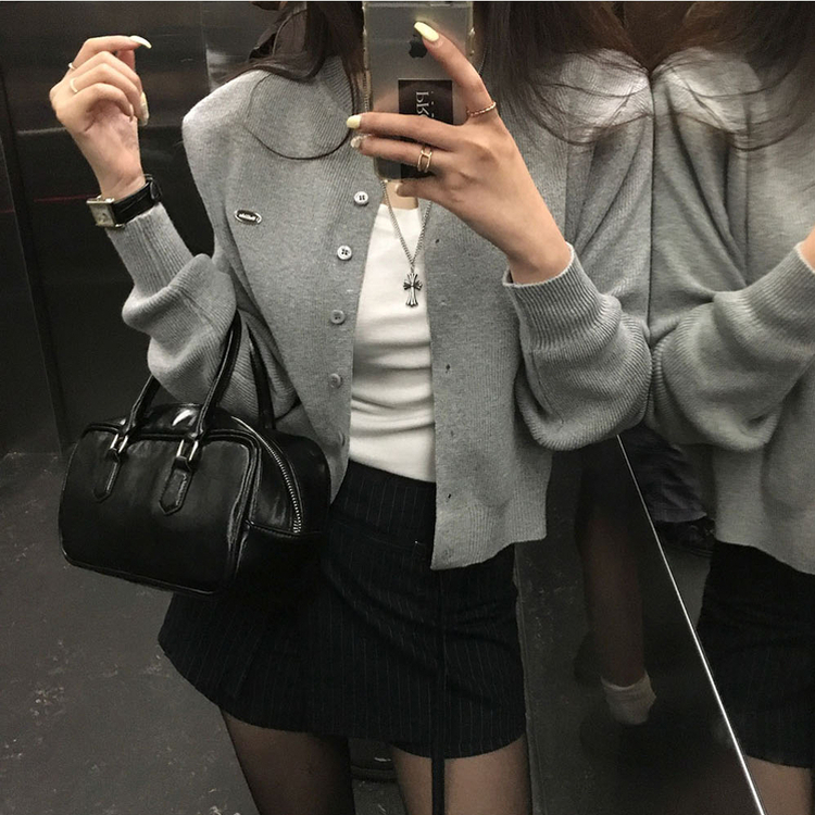 ラウンドペンダントカーディガン6色 GRAY ORIGINAL ver